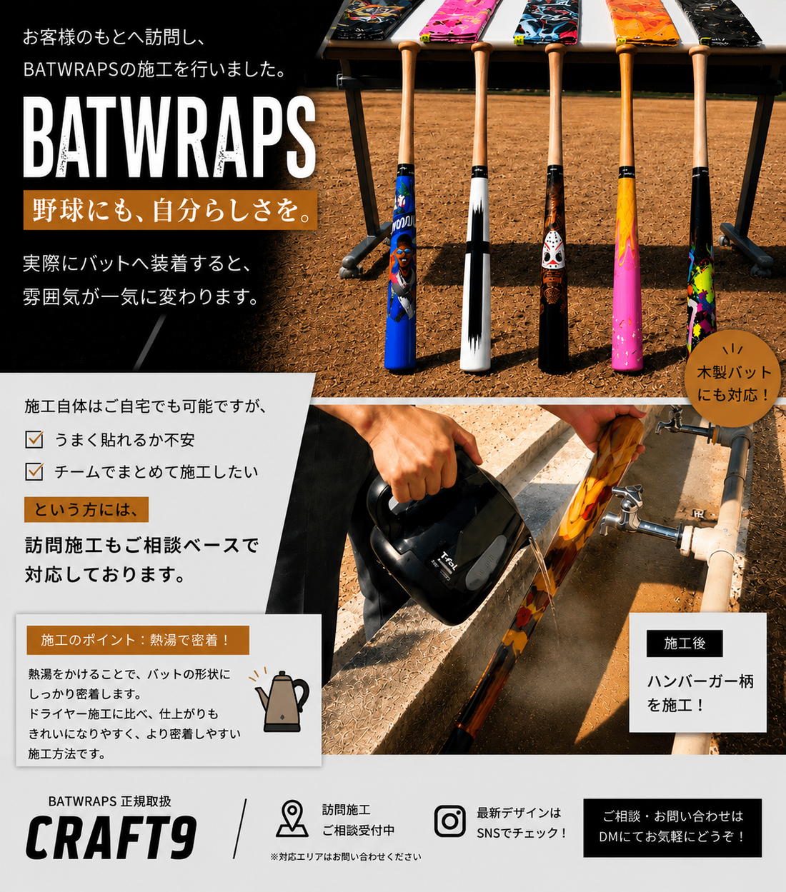 Bat Wrapsはどこに貼るのが正解？おすすめ位置と失敗しにくい施工方法を解説