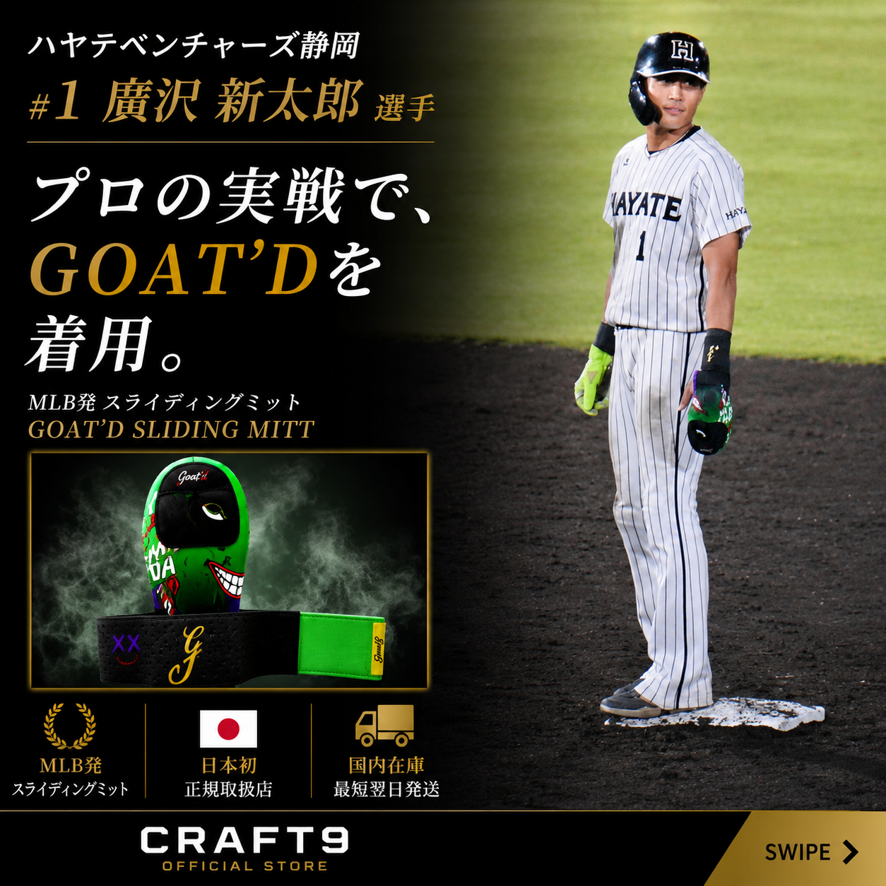 【当日出荷／プロ注目】GOAT'D スライディングミット￼